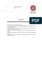 List of Documents Required - Nalanda