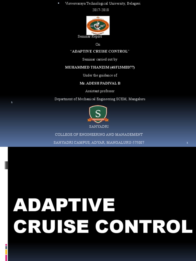 Adaptive Cruise Control Seminar | PDF | Radar | Lidar