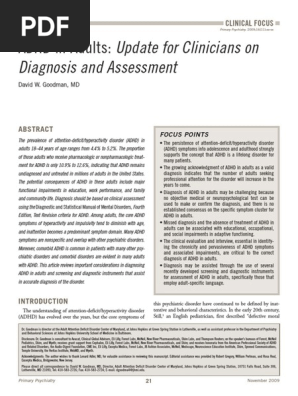 ADHD in Adults: Update for Clinicians on Diagnosis and Assessment