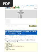 An Assembly Language Program To Check For Palindrome String