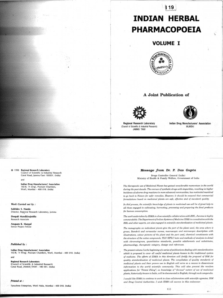 59798407 Indian Herbal Pharmacopoeia Vol i