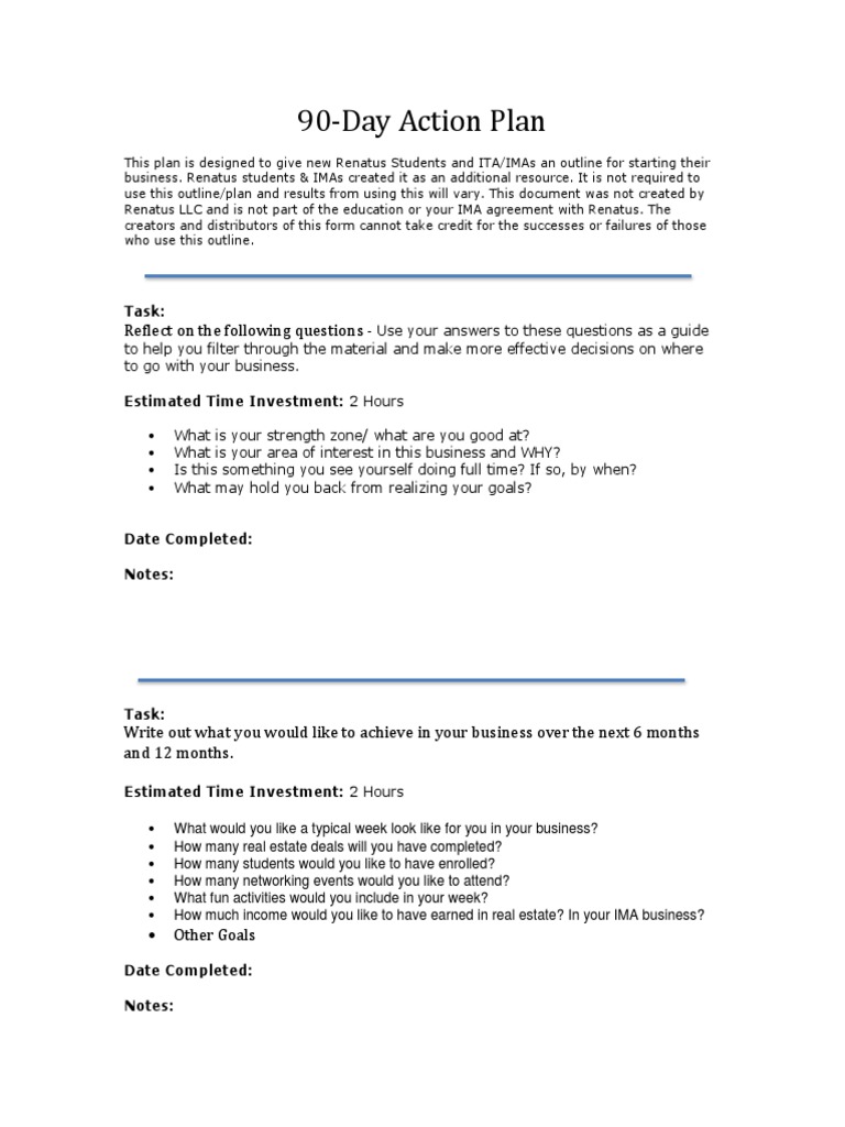 90 Day Action Plan | PDF | Marketing | Advertising