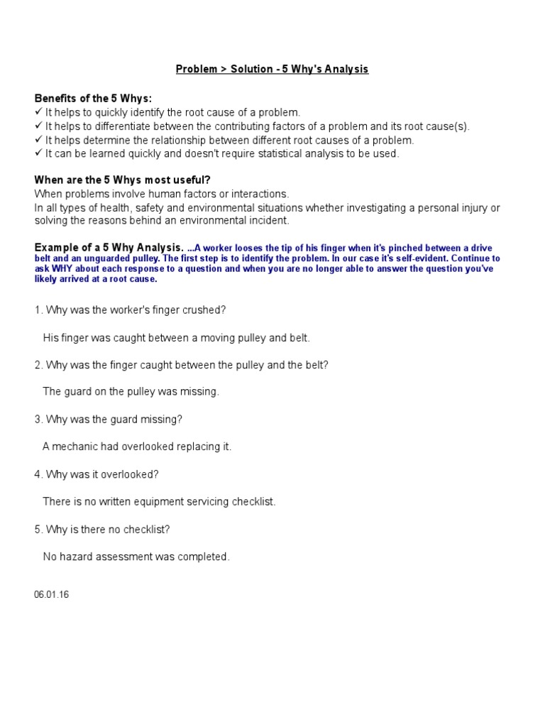5 Whys Analysis Sheet 06.01.16 | PDF | Belt (Mechanical) | Business