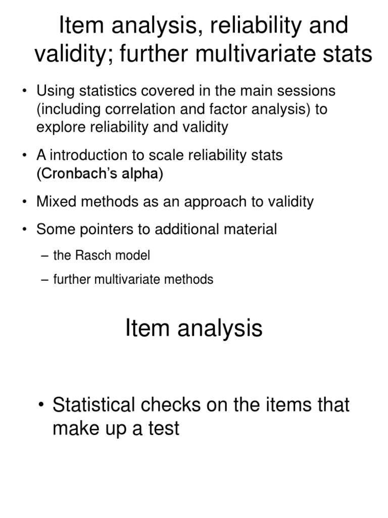 Reliability and Validity in Item Analysis | PDF | Validity (Statistics ...