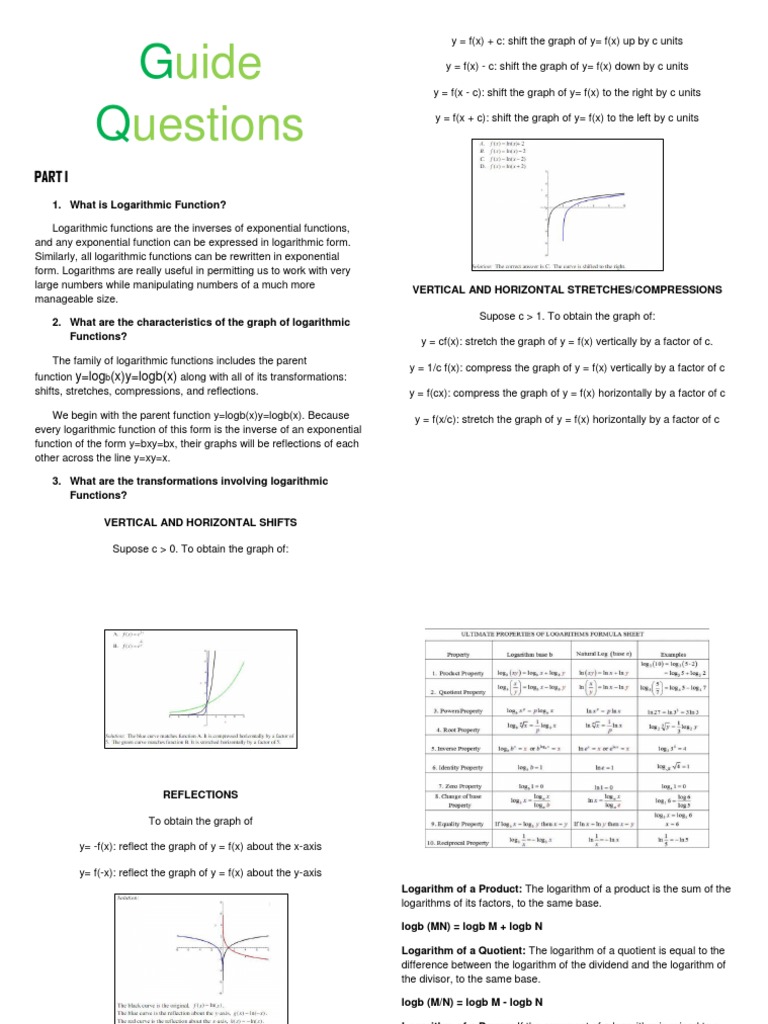 Shifting, stretching and compressing logarithmic graphs | PDF ...
