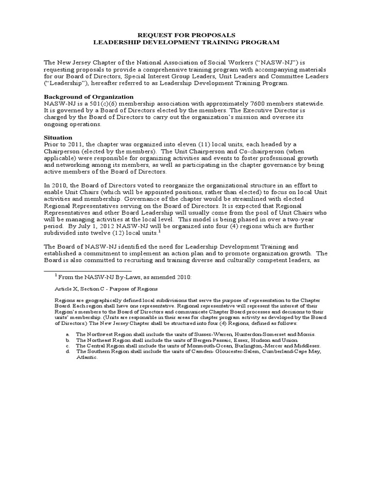 Request For Proposals Leadership Development Training Program | PDF ...