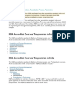 NBA Accredited Courses/ Programmes in India: NBA - An Overview, Objectives, Accreditation Process, Parameters