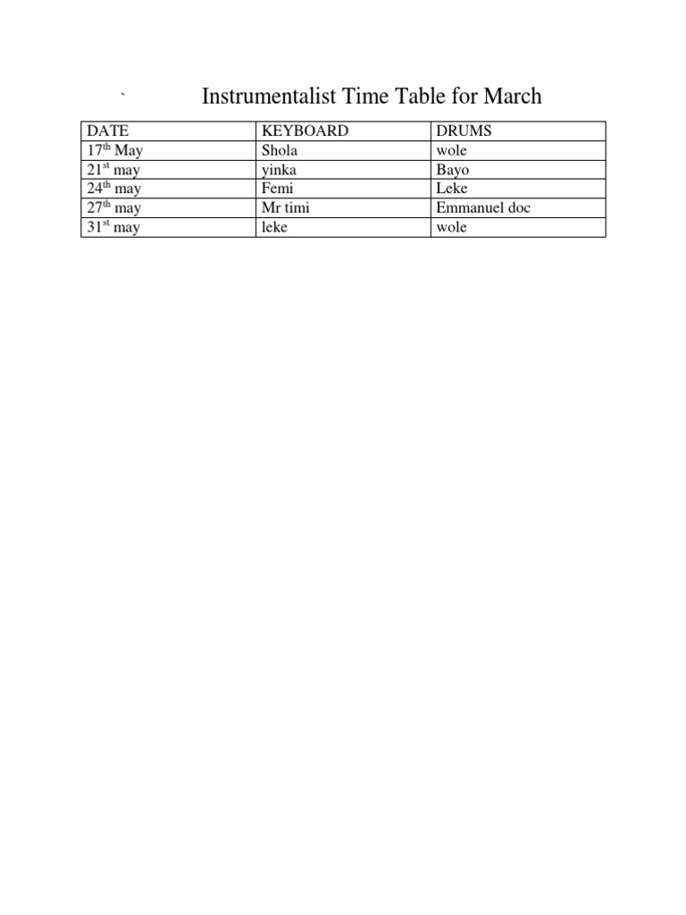 May Instrumentalist Schedule | PDF | Language Arts & Discipline | Art