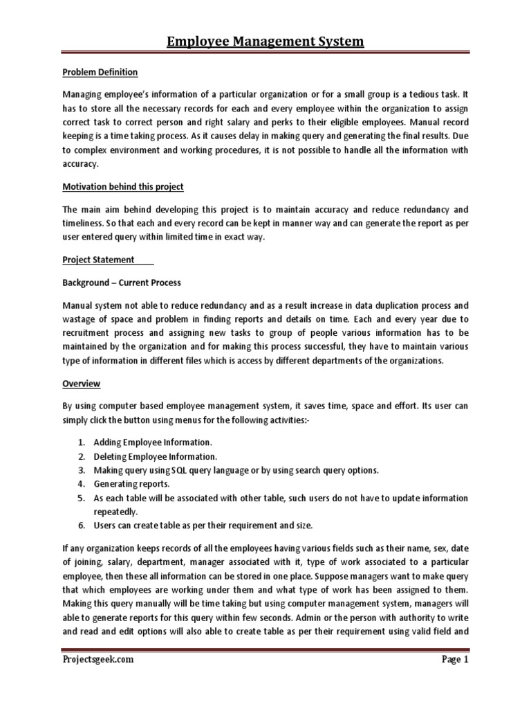 Employee Record Management System | PDF | Sql | Employment