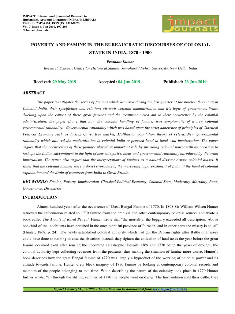 Colonial Famines in 19th Century India | PDF | Famine | Colonialism