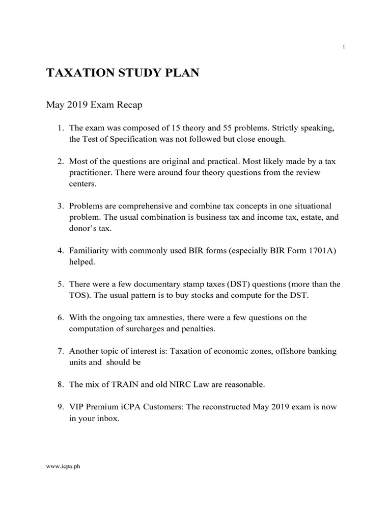 TAX Study Plan PDF | PDF | Gross Income | Income Tax