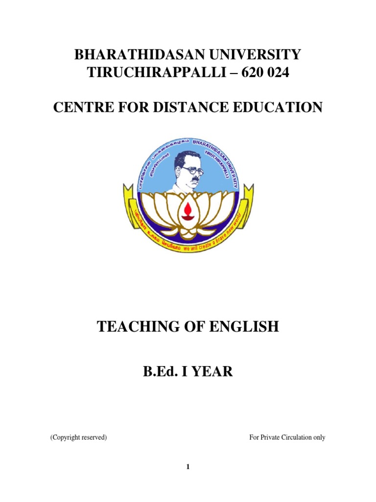 Bharathidasan University Tiruchirappalli - 620 024 Centre For Distance ...