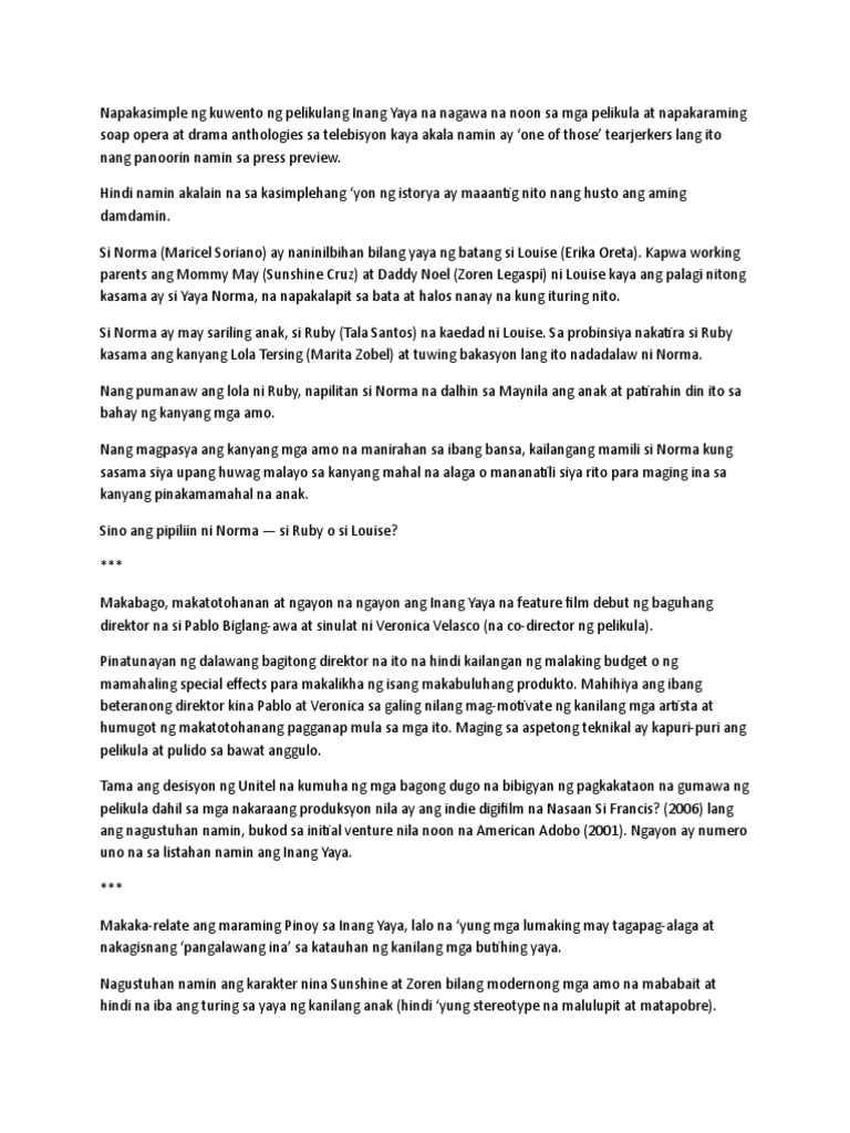 Inang Yaya | PDF