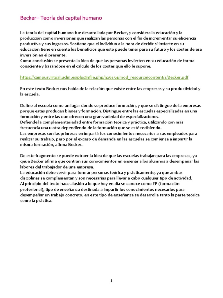 Becker Capital Humano | PDF