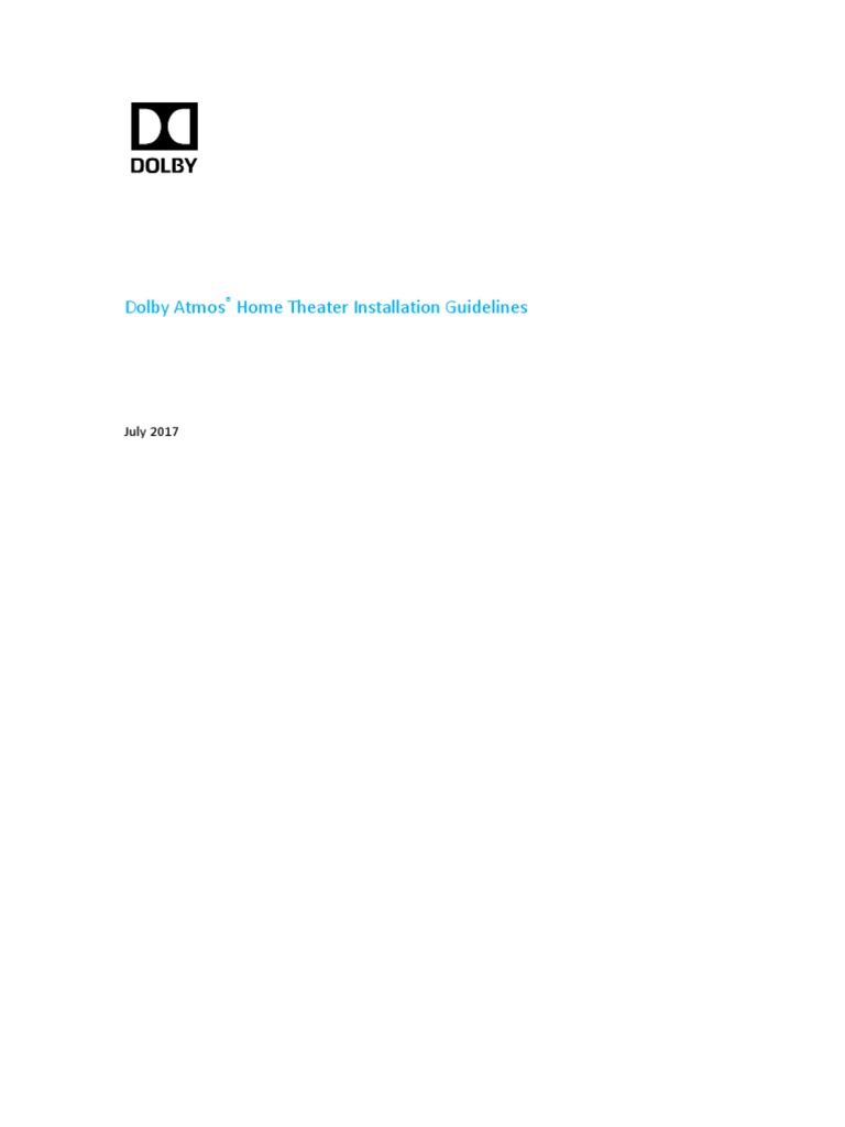Dolby Atmos Home Theater Installation Guidelines PDF Loudspeaker Hdmi