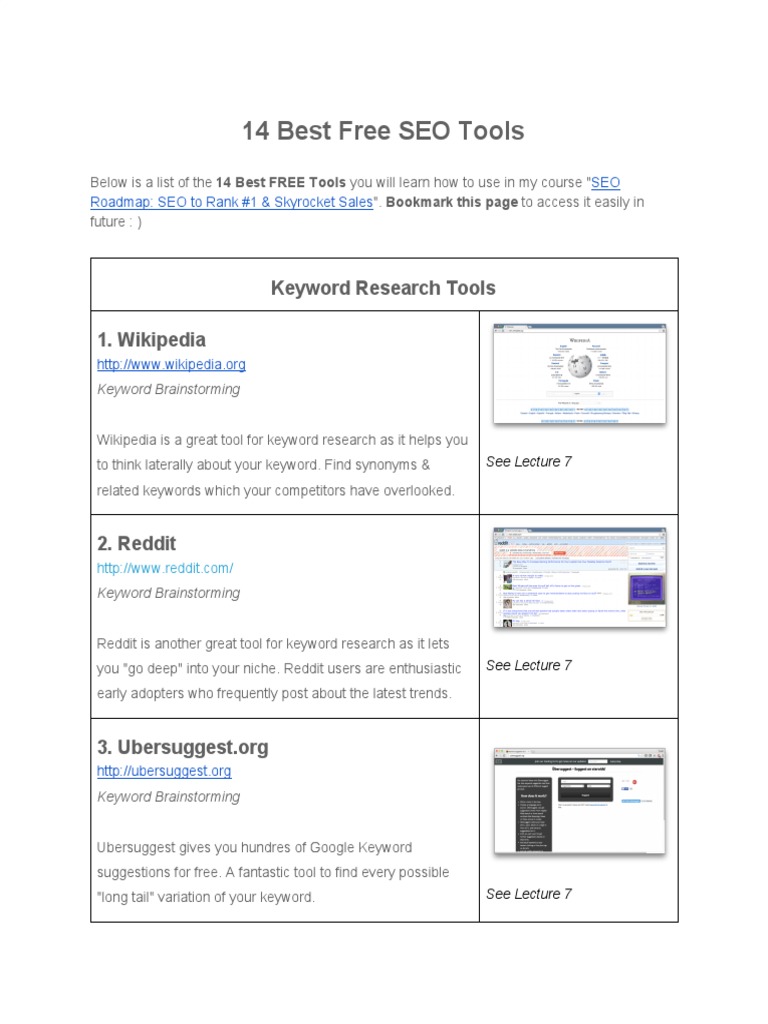 Free SEO Tools for Marketers | PDF | Search Engine Optimization ...