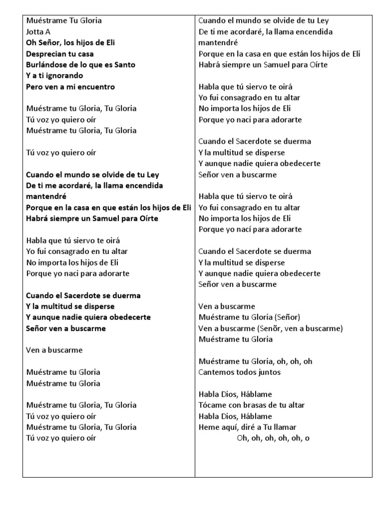 Muéstrame Tu Gloria | PDF