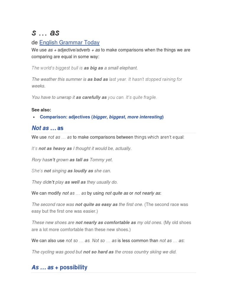 English Grammar Today: Not As | PDF
