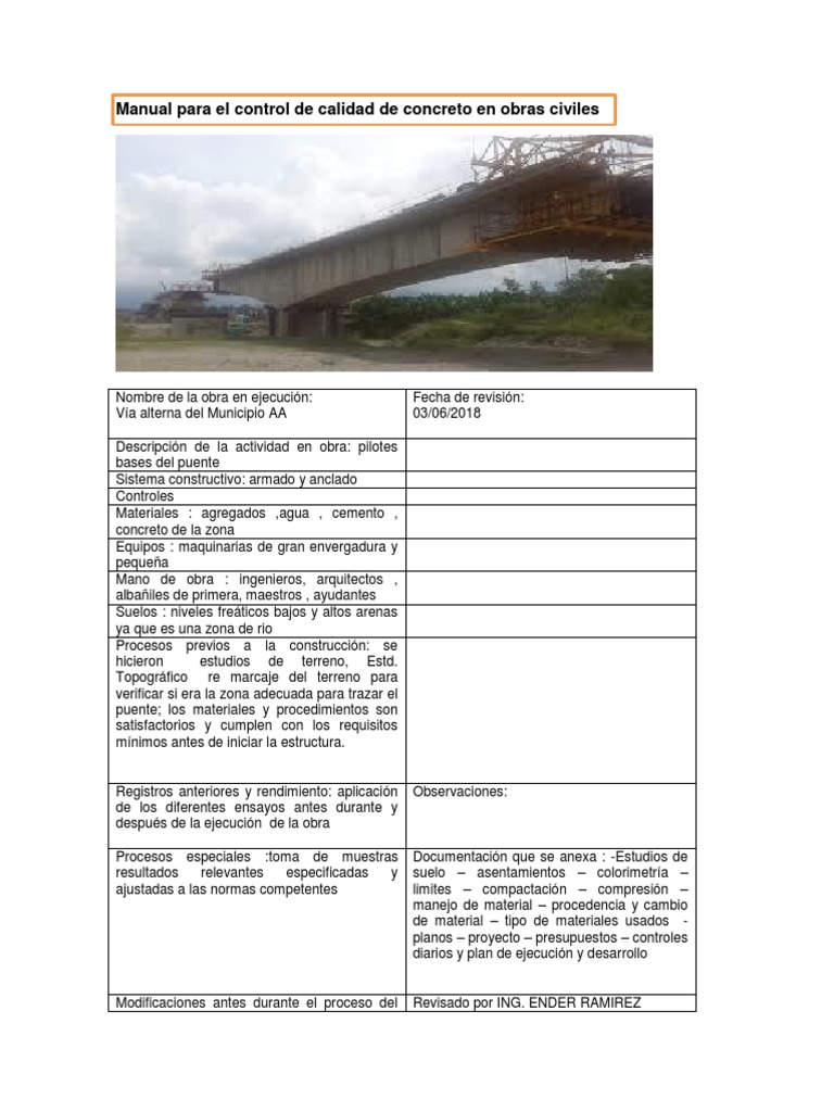 Manual para El Control de Calidad de Concreto en Obras Civiles ORIGINAL ...
