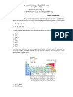 General Chemistry II Homework/Written Work 1: Bonding and Polarity