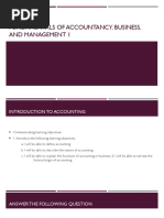 Fundamentals of Accountancy, Business, and Management