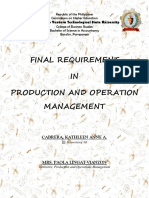 Final Requirement IN Production and Operation Management: Don Honorio Ventura Technological State University