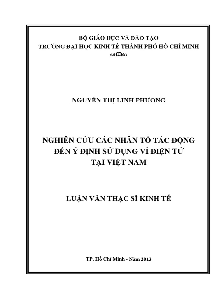 Luận văn thạc sĩ Nghiên cứu các nhân tố tác động đến ý định sử dụng ví điện tử tại việt nam PDF | PDF