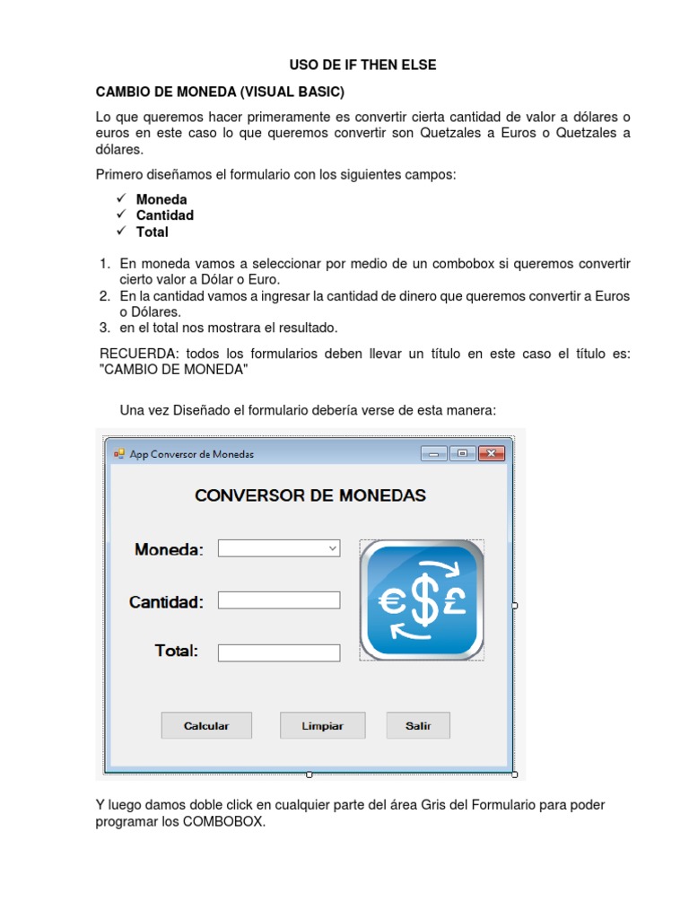 Conversor de Moneda en Visual Basic | PDF