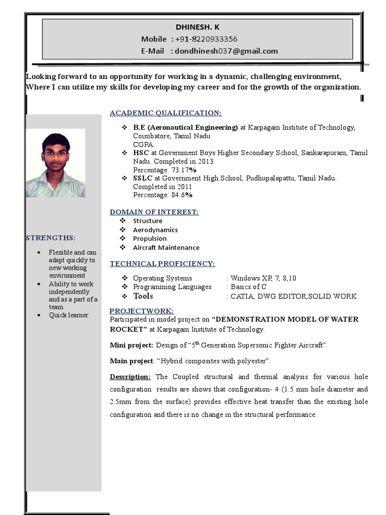 simple resume format tamil