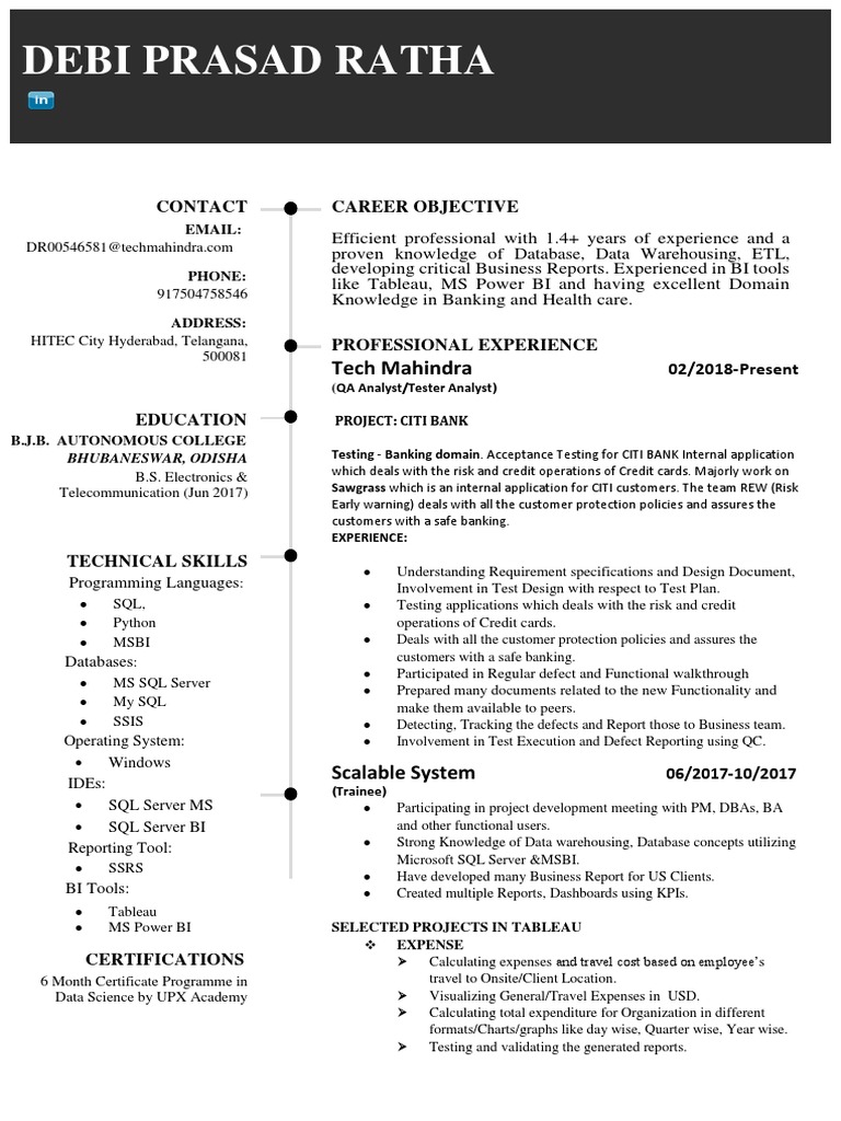 Tech & BI Professional Profile | PDF | Microsoft Sql Server | Credit Card