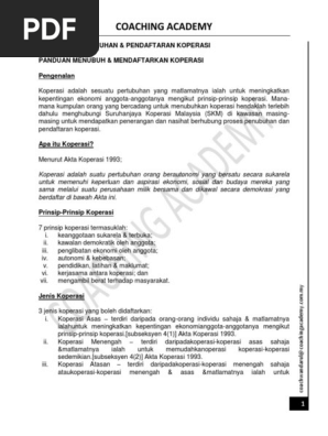 Penubuhan Koperasi Malaysia Pdf