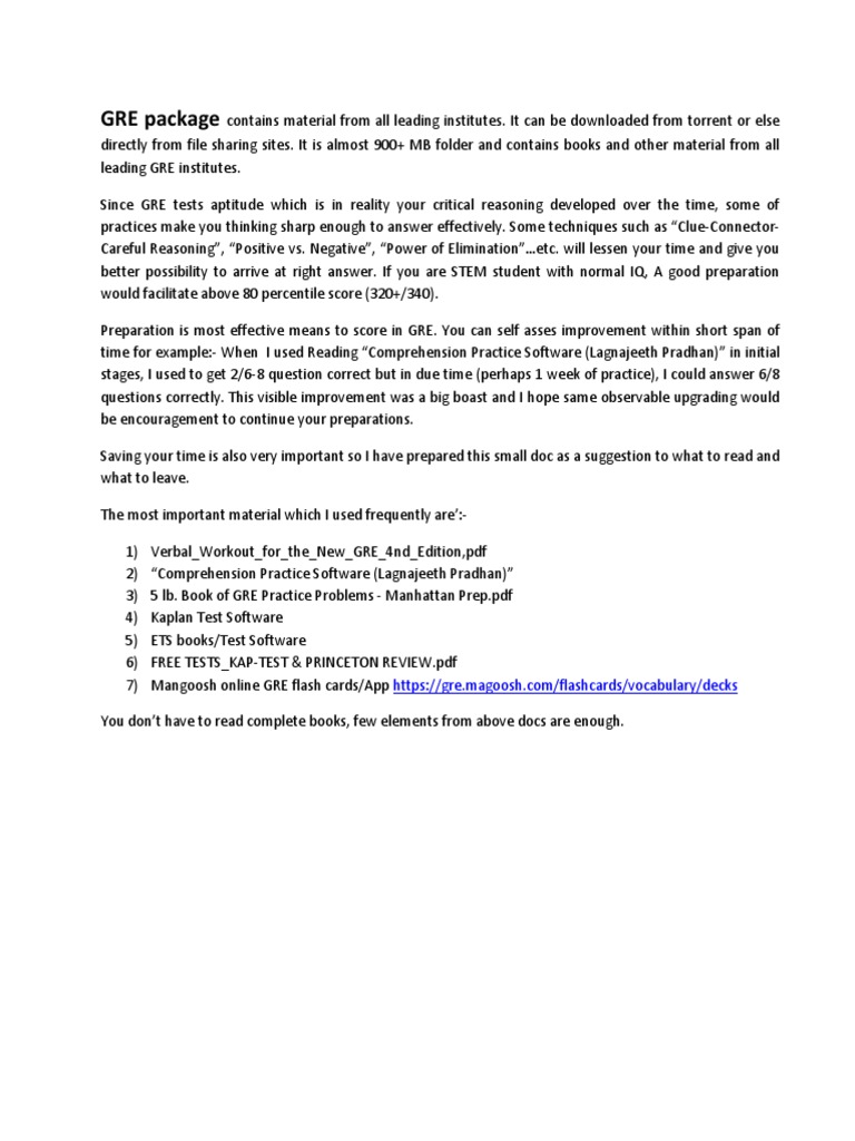 On Usage Of GRE Meterial | PDF | Graduate Record Examinations.