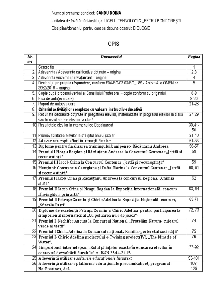 Opis Dosar | PDF