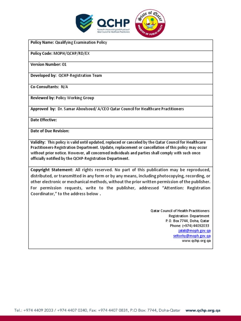 Qualifying Examination Policy | PDF | Dental Hygienist | National ...