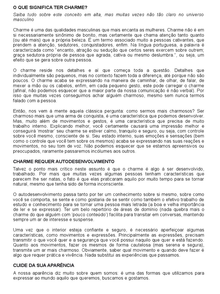 O Que Significa Ter Charme | PDF | Humano | Tempo