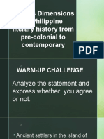 Various Dimensions of Philippine Literary History From Pre-colonial LESSON 2