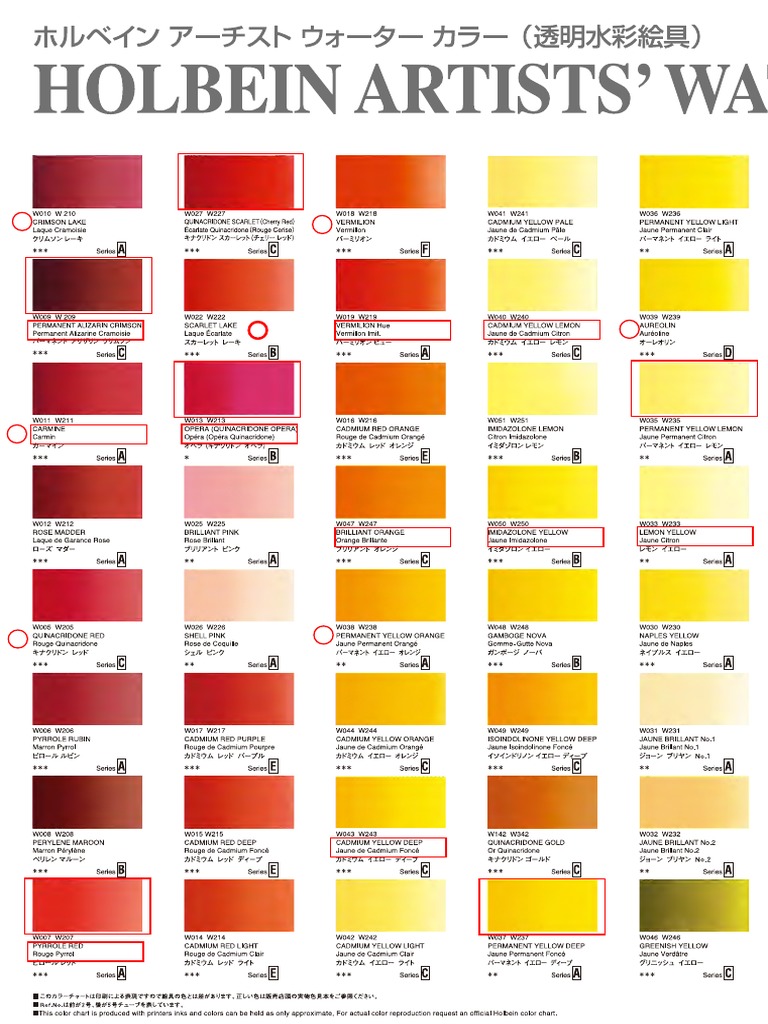 10 Holbein Artists Watercolor Chart 39 PDF