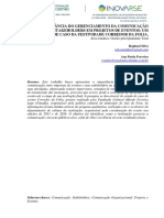 A IMPORTÂNCIA DO GERENCIAMENTO DA COMUNICAÇÃO COM OS STAKEHOLDERS EM PROJETOS DE EVENTOS- UM ESTUDO DE CASO DA FESTIVIDADE CORREDOR DA FOLIA.