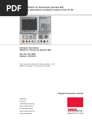 EMCO WinNC For Sinumerik Operate Mill EN 1848 C 02 PDF | PDF