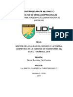 Gestión de la Calidad del Servicio y la Ventaja Competitiva en la Empresa de Transporte J&J S.C.R.L - Huánuco 2019 - Karol Quiroz Gonzales
