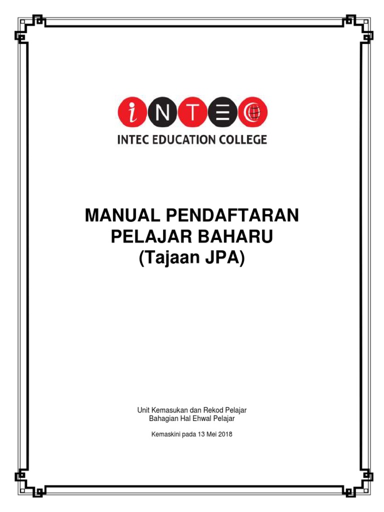 Manual Pendaftaran Pelajar Baru Tajaan Jpa
