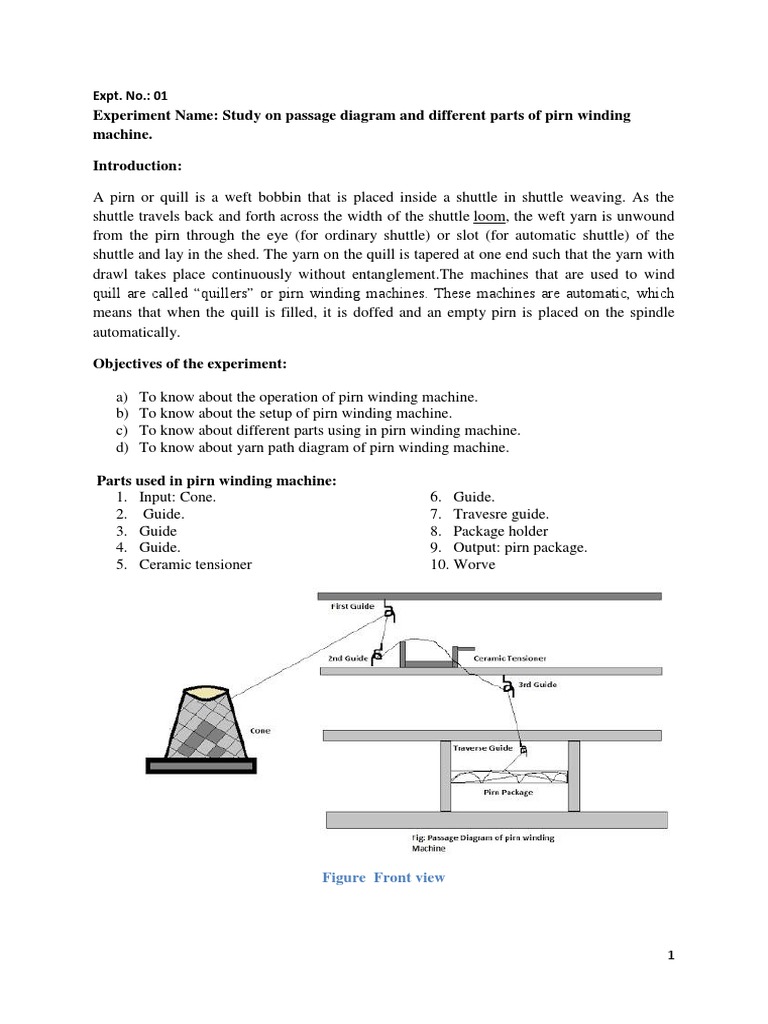 Pirn Winding Machine Overview and Diagram | PDF | Yarn | Loom