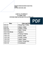 Jadual Pameran 29 APRIL 2019 Foyer SMK Bandar Sungai Petani