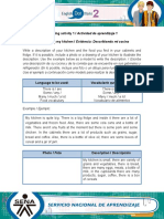 Learning Activity 1 / Actividad de Aprendizaje 1 Evidence: Describing My Kitchen / Evidencia: Describiendo Mi Cocina