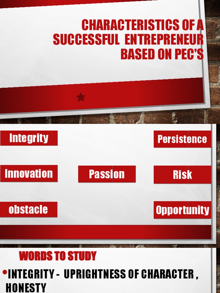 Characteristics Of A Successful Entrepreneur Based On Pecs Entrepreneurship Integrity
