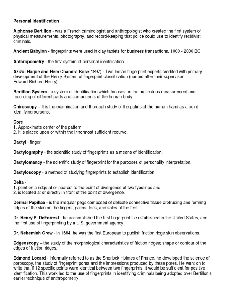Personal Identification Reviewer | PDF | Fingerprint | Francis Galton