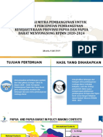 Koordinasi Mitra Pembangunan Untuk Program Percepatan Pembangunan Kesejahteraan Provinsi Papua Dan Papua Barat Menyongsong RPJMN 2020-2024