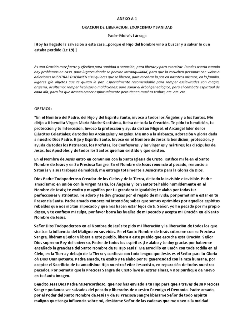 Oración de Liberación y Sanidad | PDF | Oración | Cristo (título)