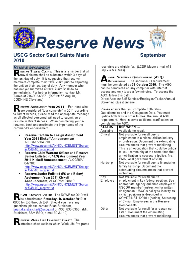 Sector Sault Sainte Marie Reserve News September 2010 Influenza