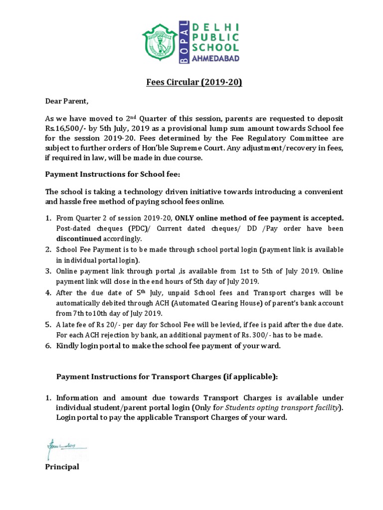 Fees Circular (201920) Payment Instructions For School Fee PDF